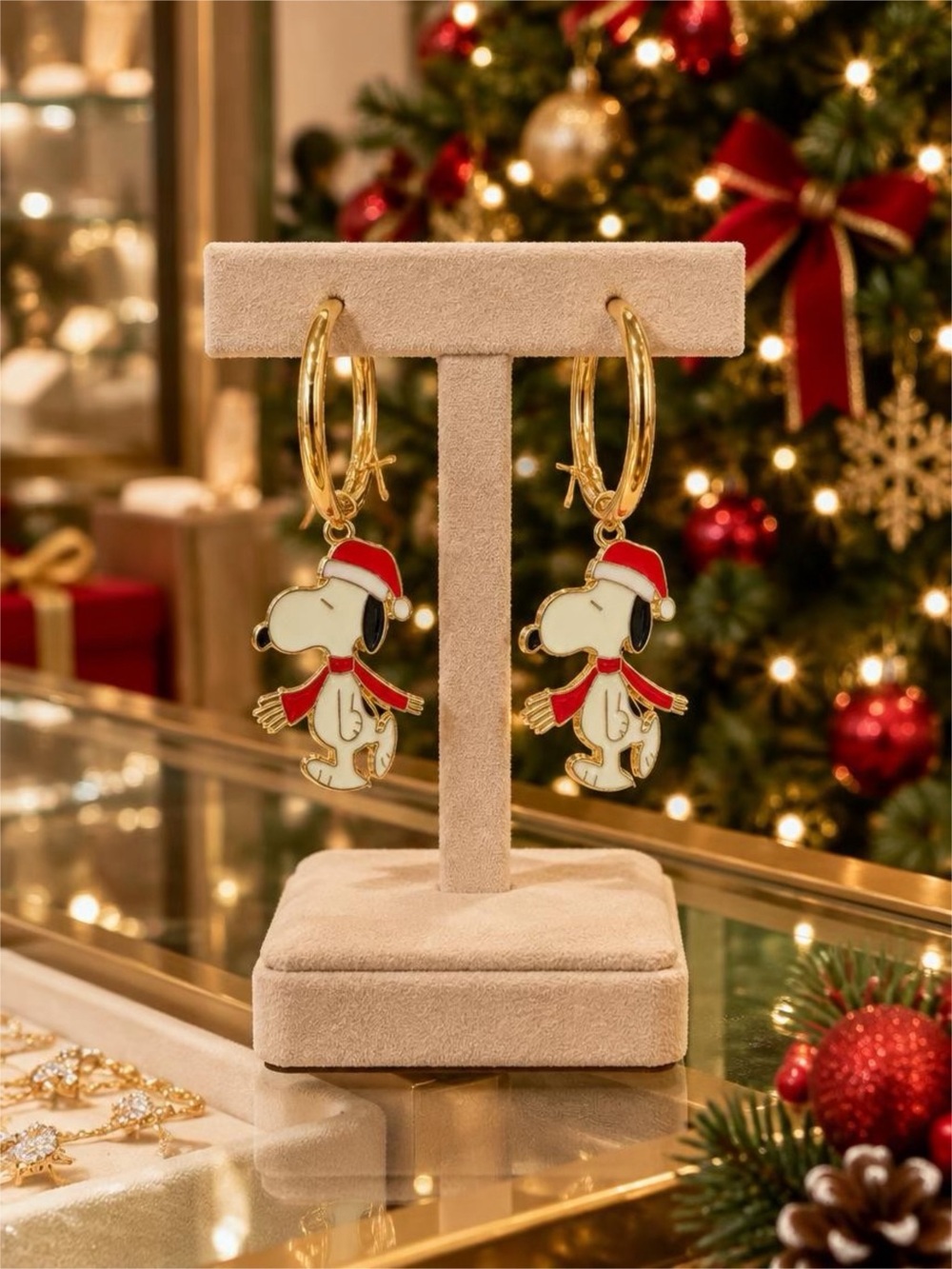 Snoopy 18K Gold Plated Hoop Earrings